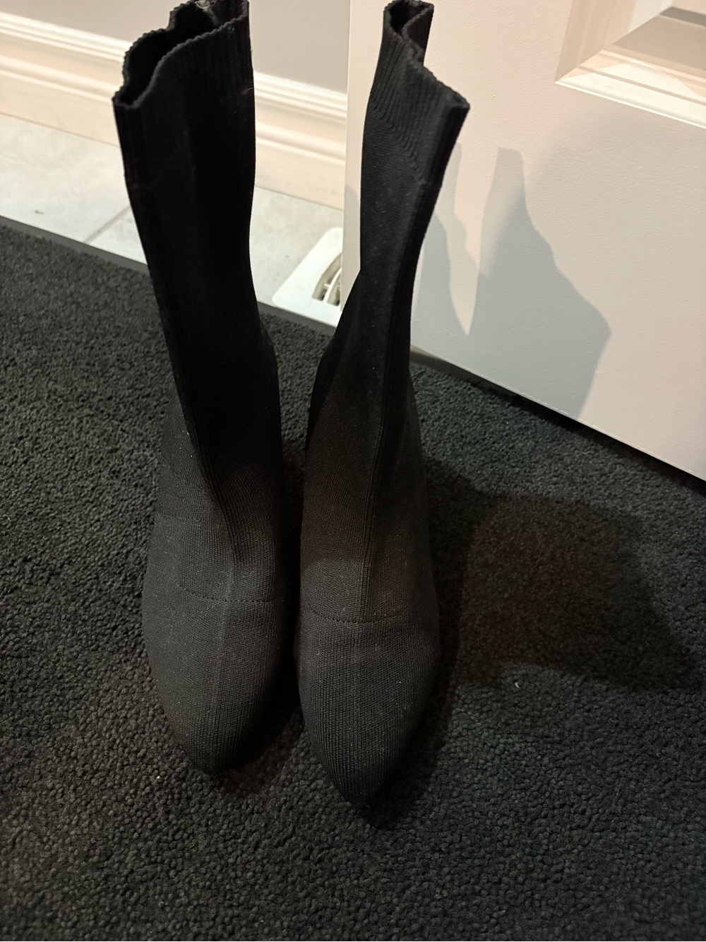 Black Stretch Knit Sock Boots